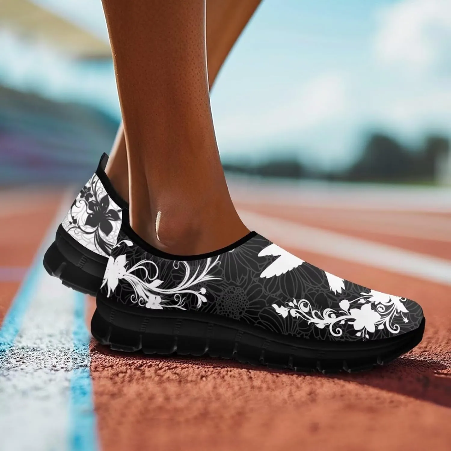 Animals Print Walking Shoes for Women Low Cut Lightweight Breathable Anti Slip Tennis Shoes