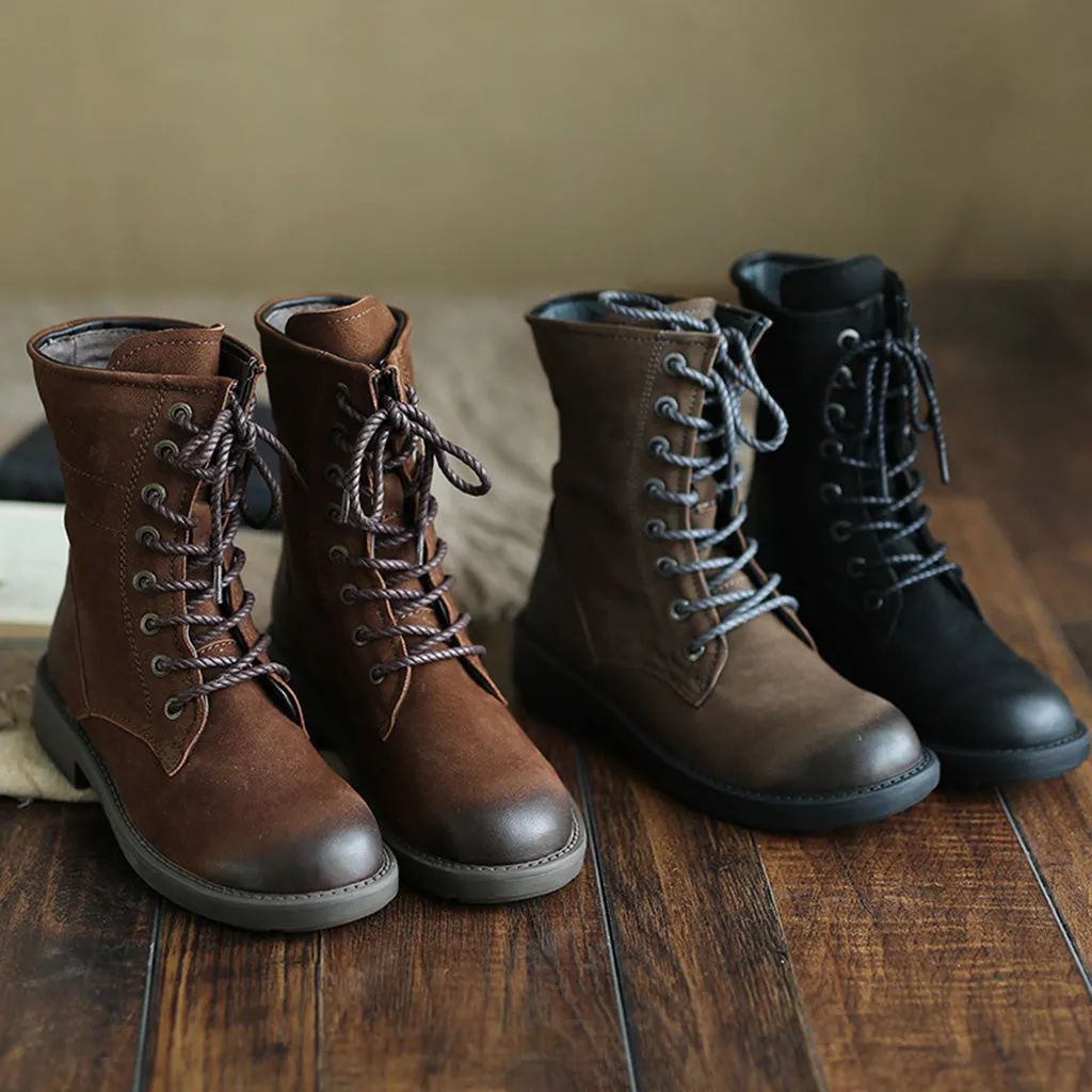 Autumn Winter Leather Retro Martin Women's Boots | Gift Shoes