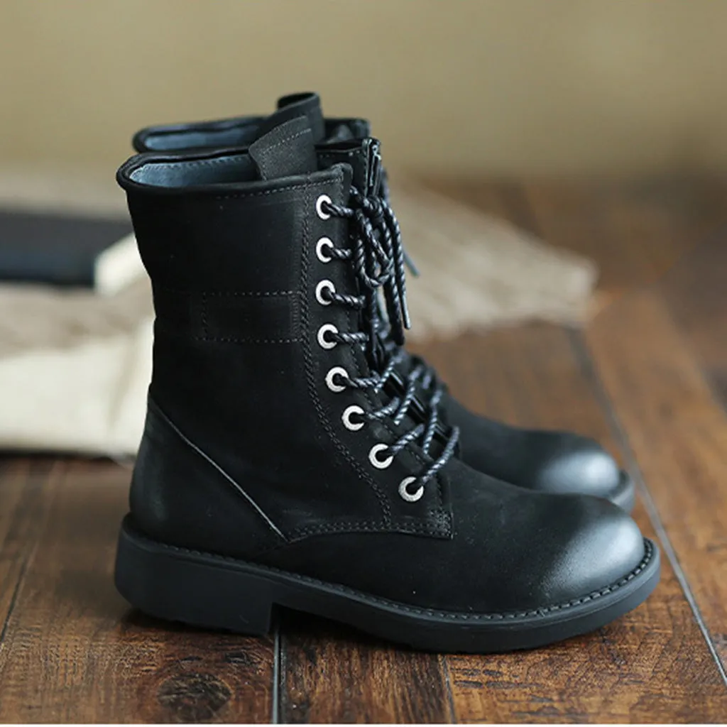 Autumn Winter Leather Retro Martin Women's Boots | Gift Shoes
