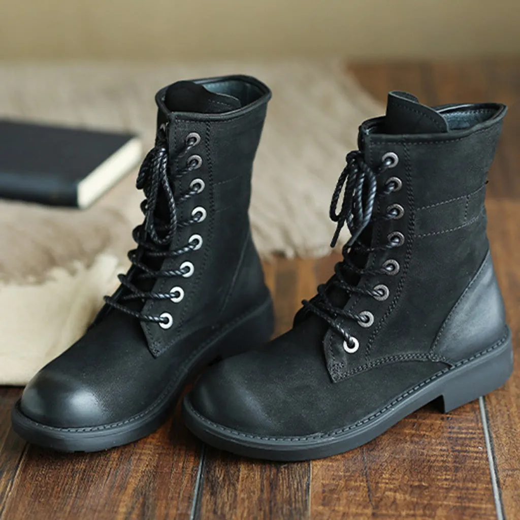 Autumn Winter Leather Retro Martin Women's Boots | Gift Shoes