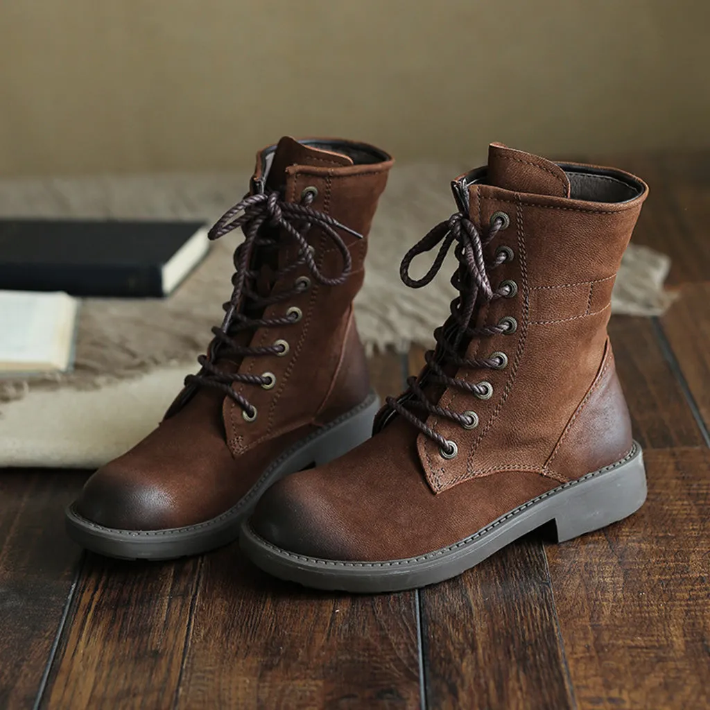 Autumn Winter Leather Retro Martin Women's Boots | Gift Shoes