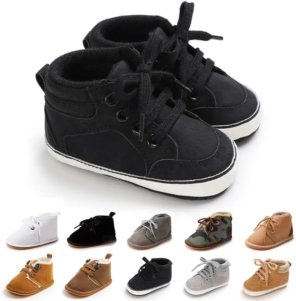 Baby Boys Girls Booties Fleece Anti-Slip Soft Sole Boots Toddler First Walker Warm Shoes