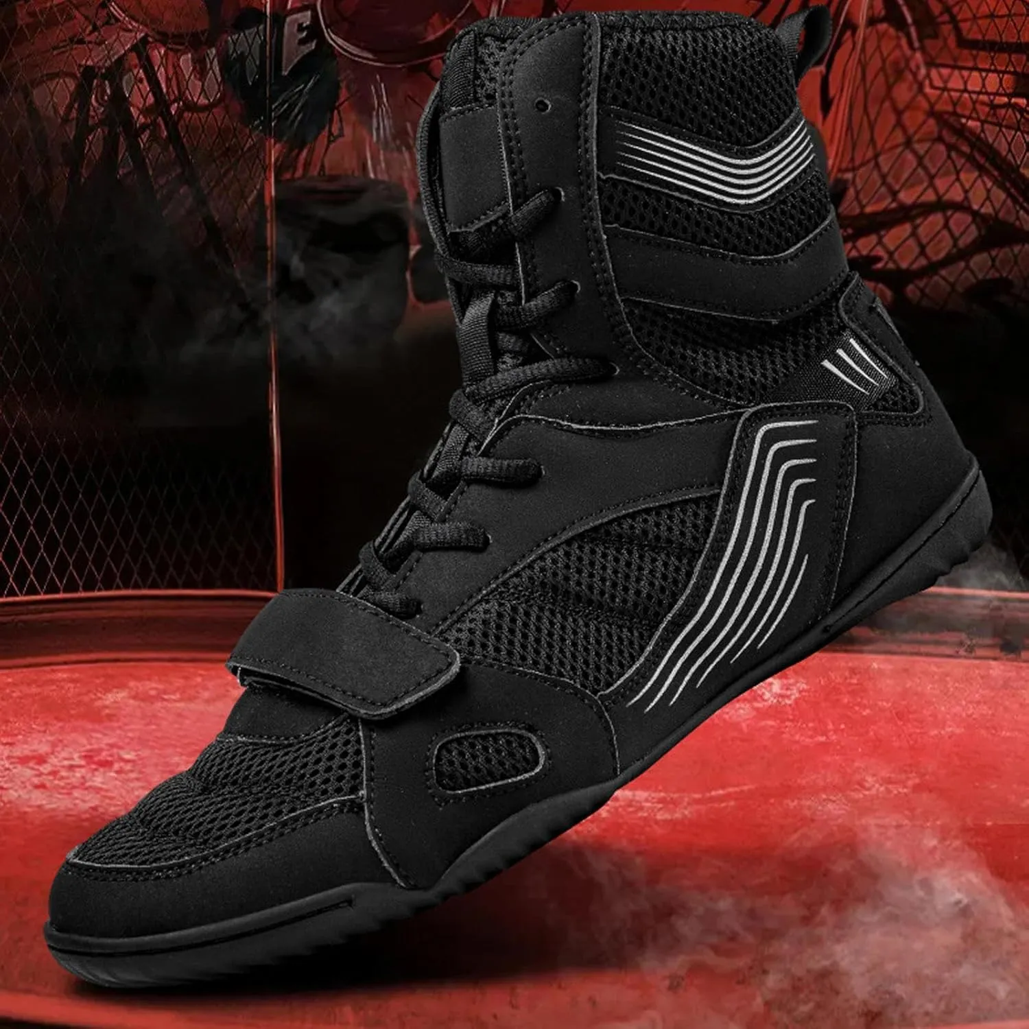 Boxing Shoes Men's Wrestling Shoes Breathable Indoor Fitness Combat Boxers Trainer Boxing Shoes, Anti Slip Wear-resistant Martial Arts Boots
