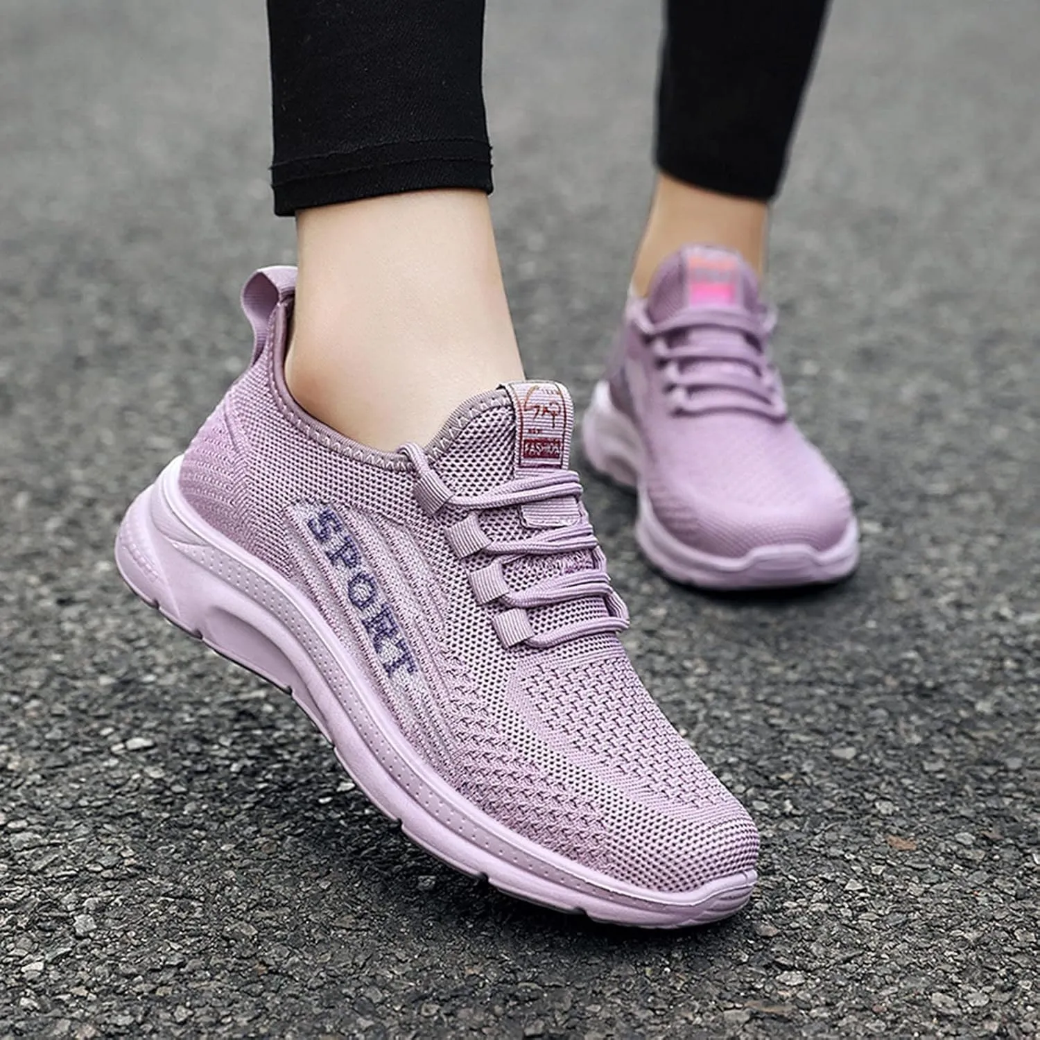 Casual Sneakers for Women Non Slip Lightweight Breathable Sneaker with Arch Support Comfortable Woven Running Shoes