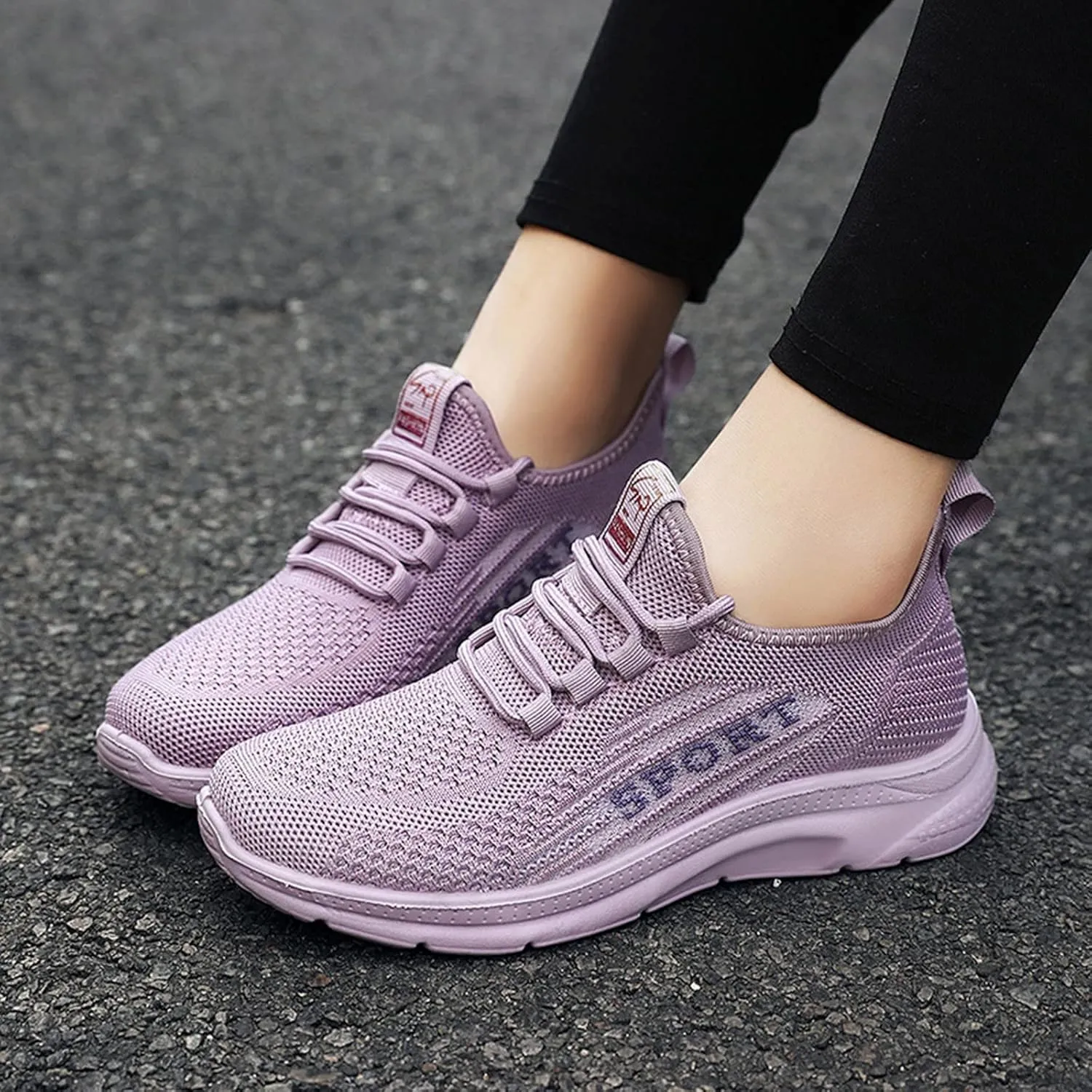 Casual Sneakers for Women Non Slip Lightweight Breathable Sneaker with Arch Support Comfortable Woven Running Shoes