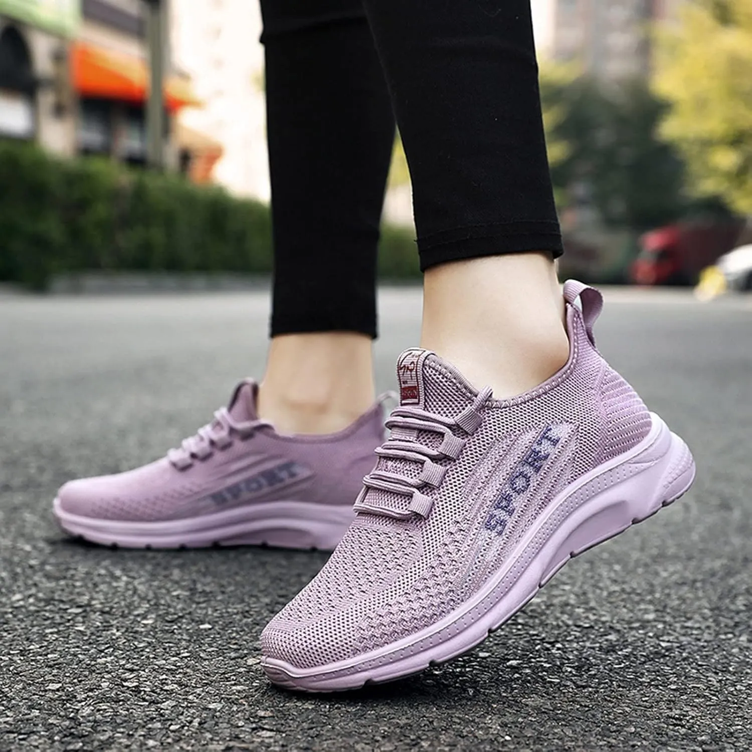 Casual Sneakers for Women Non Slip Lightweight Breathable Sneaker with Arch Support Comfortable Woven Running Shoes