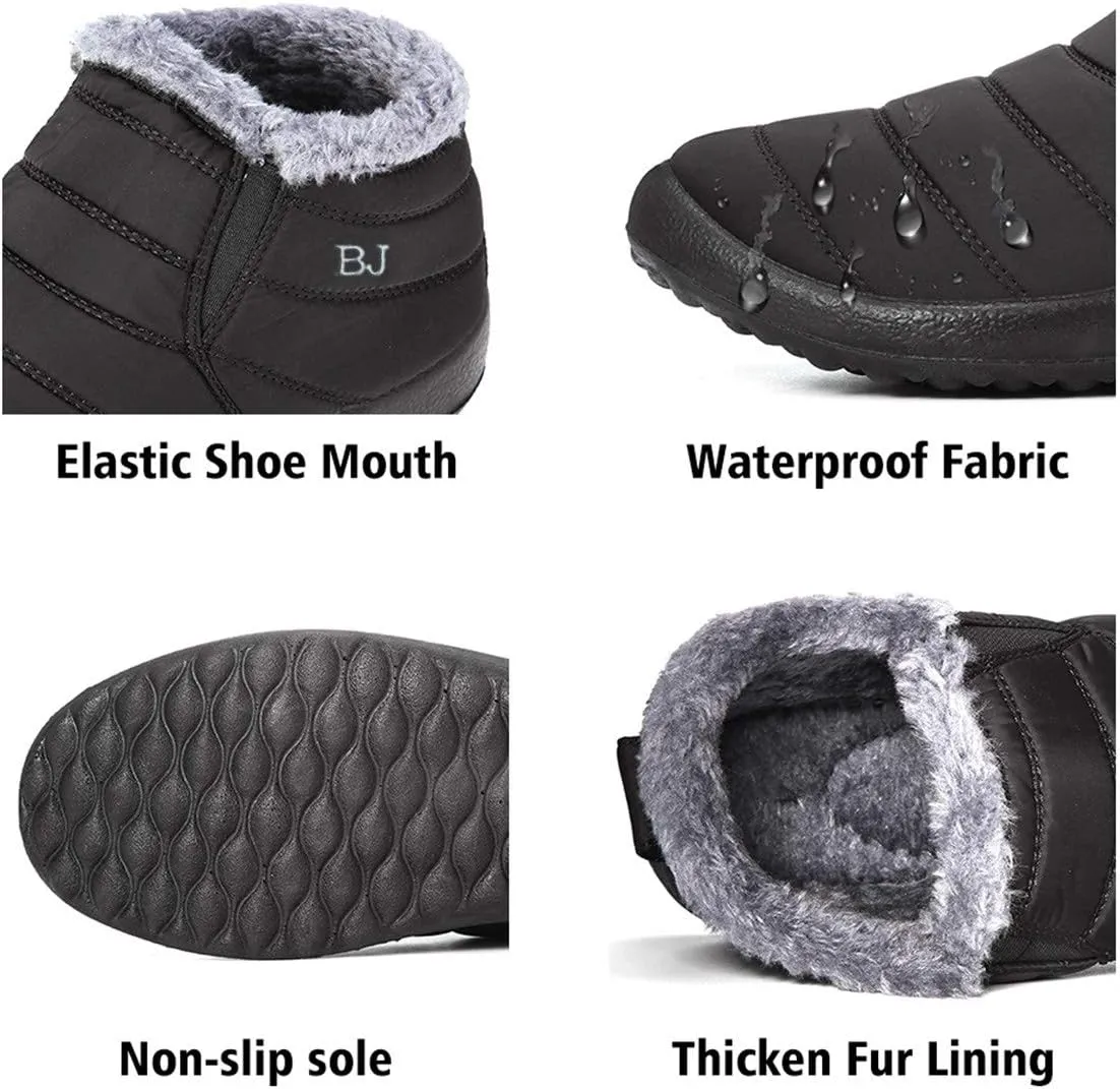 gracosy Warm Snow Boots, Winter Warm Ankle Boots, Fur Lining Boots,Waterproof Thickening Winter Shoes for Women and Men