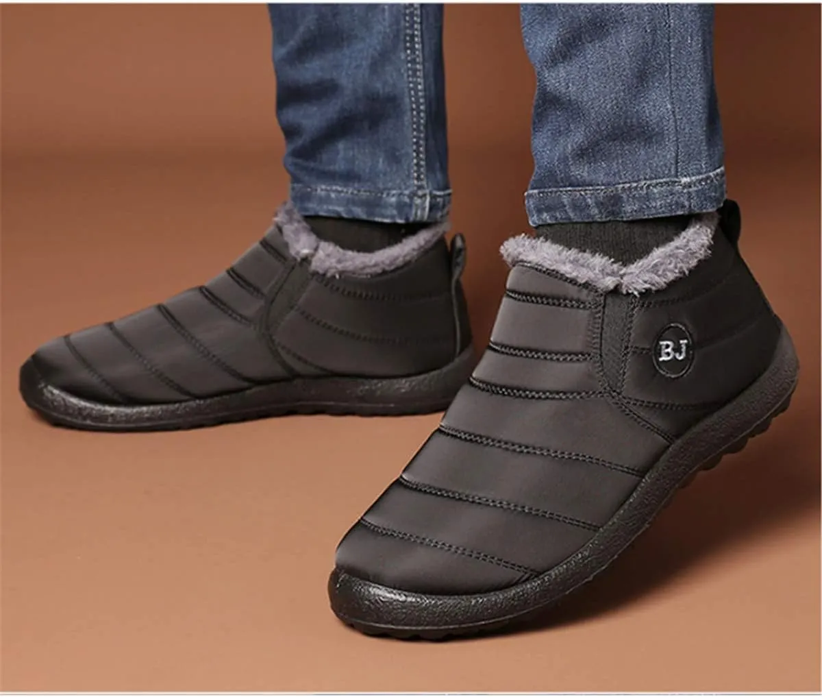 gracosy Warm Snow Boots, Winter Warm Ankle Boots, Fur Lining Boots,Waterproof Thickening Winter Shoes for Women and Men