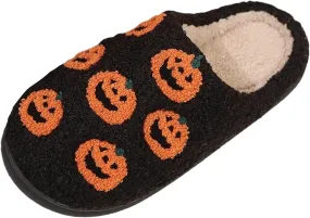 Halloween Slippers for Women Plush Warm Spooky Lantern Pumpkin Slippers Indoor Outdoor Fuzzy Slippers Gifts For Girlfriend