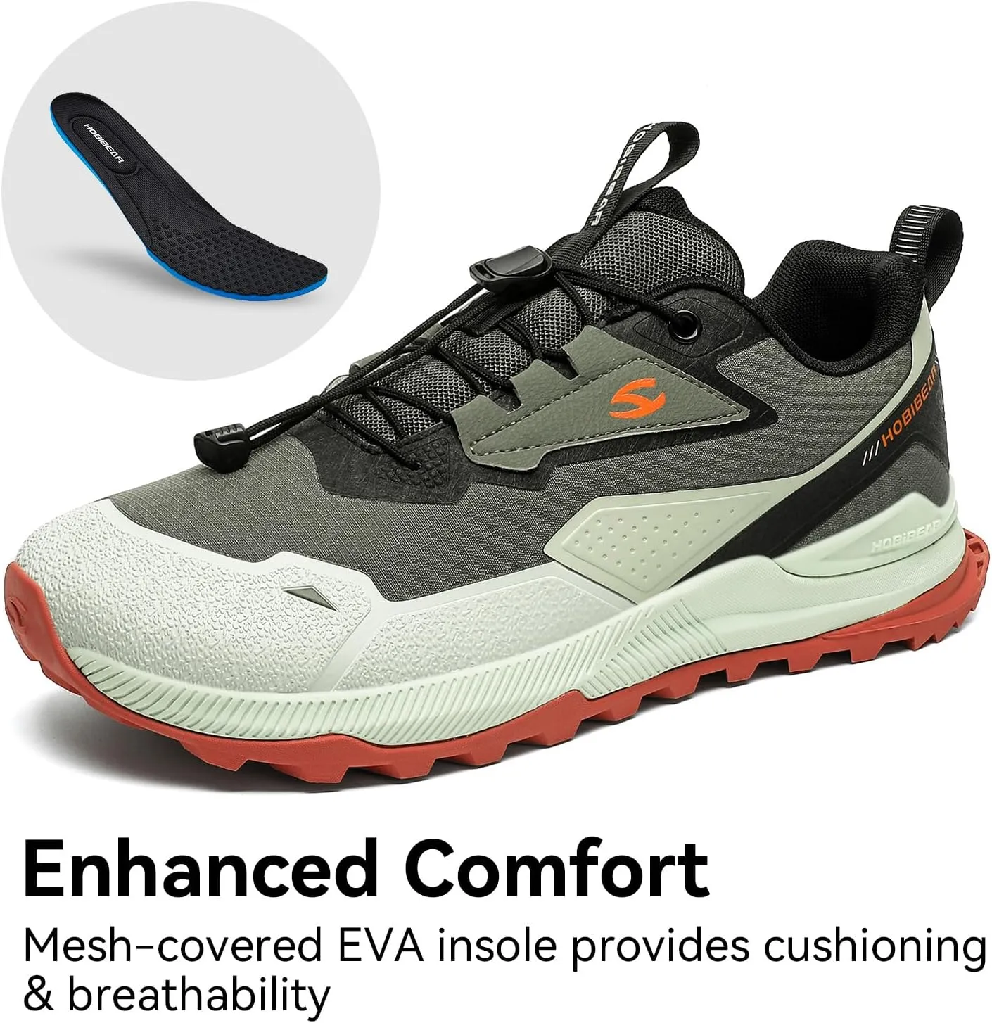 HOBIBEAR Men's Wide Toe Walking Shoes Zero Drop Non Slip Wear Resistant Sneakers