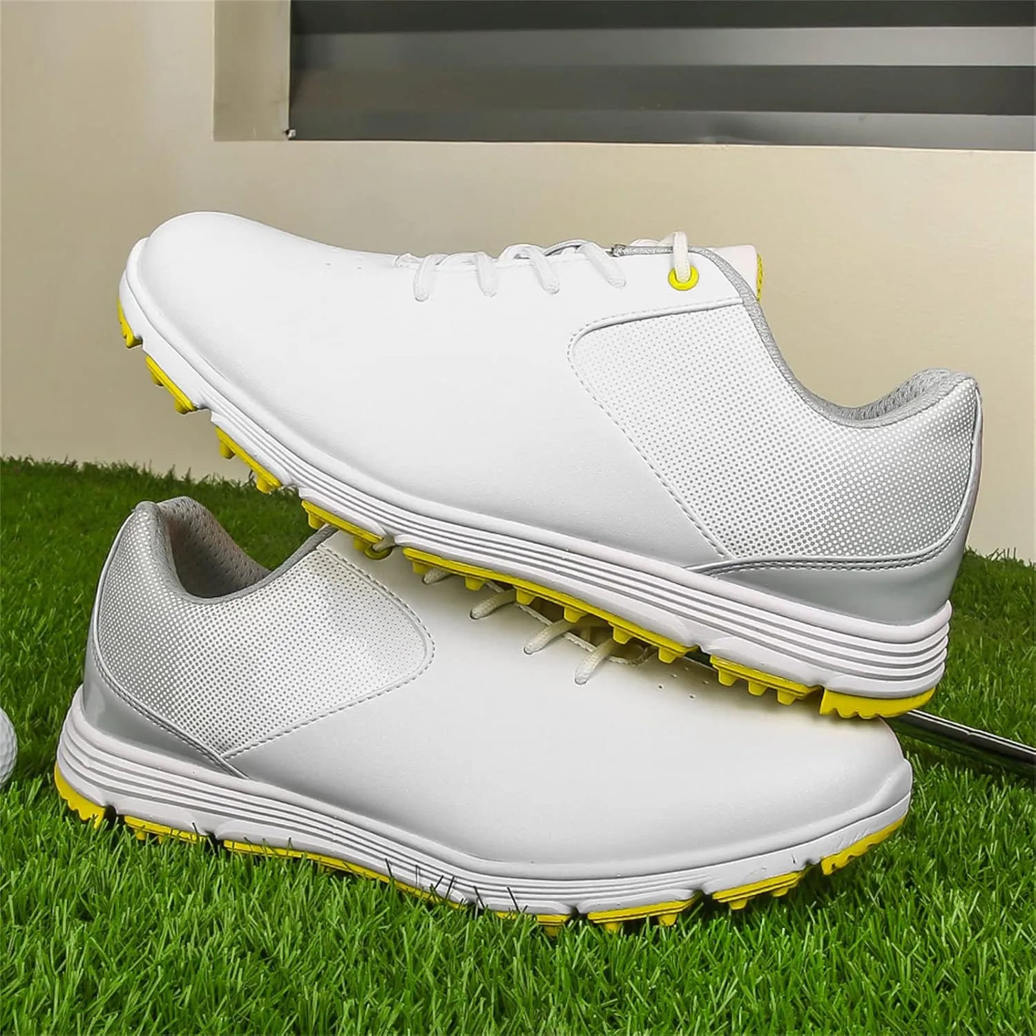 JiuQing Golf Shoes Men Spikeless Professional Golfing Trainers Waterproof Outdoor Anti Slip Walking Shoes