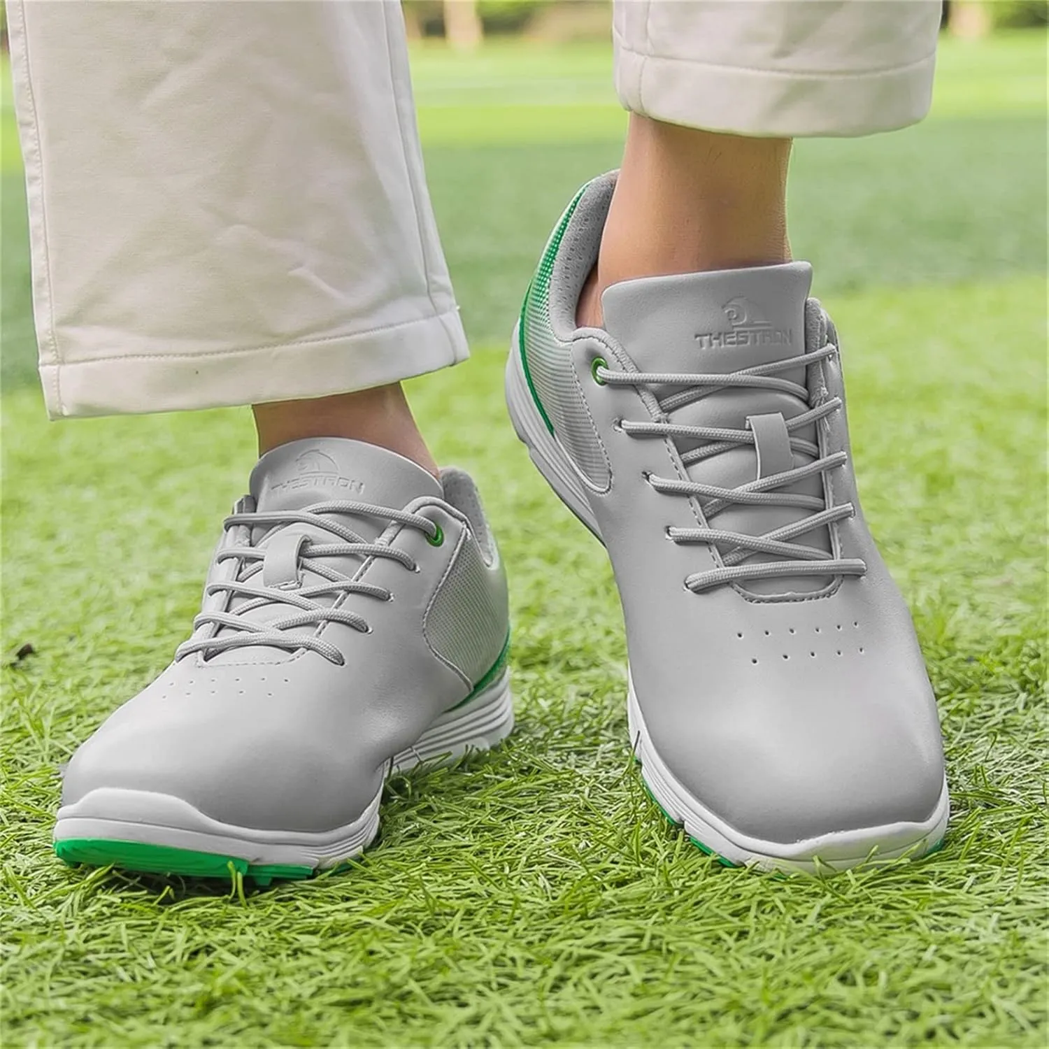 JiuQing Golf Shoes Men Spikeless Professional Golfing Trainers Waterproof Outdoor Anti Slip Walking Shoes