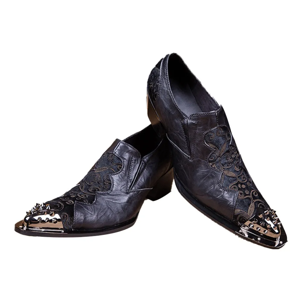 Men High Heel Steel Toe Oxford Shoes