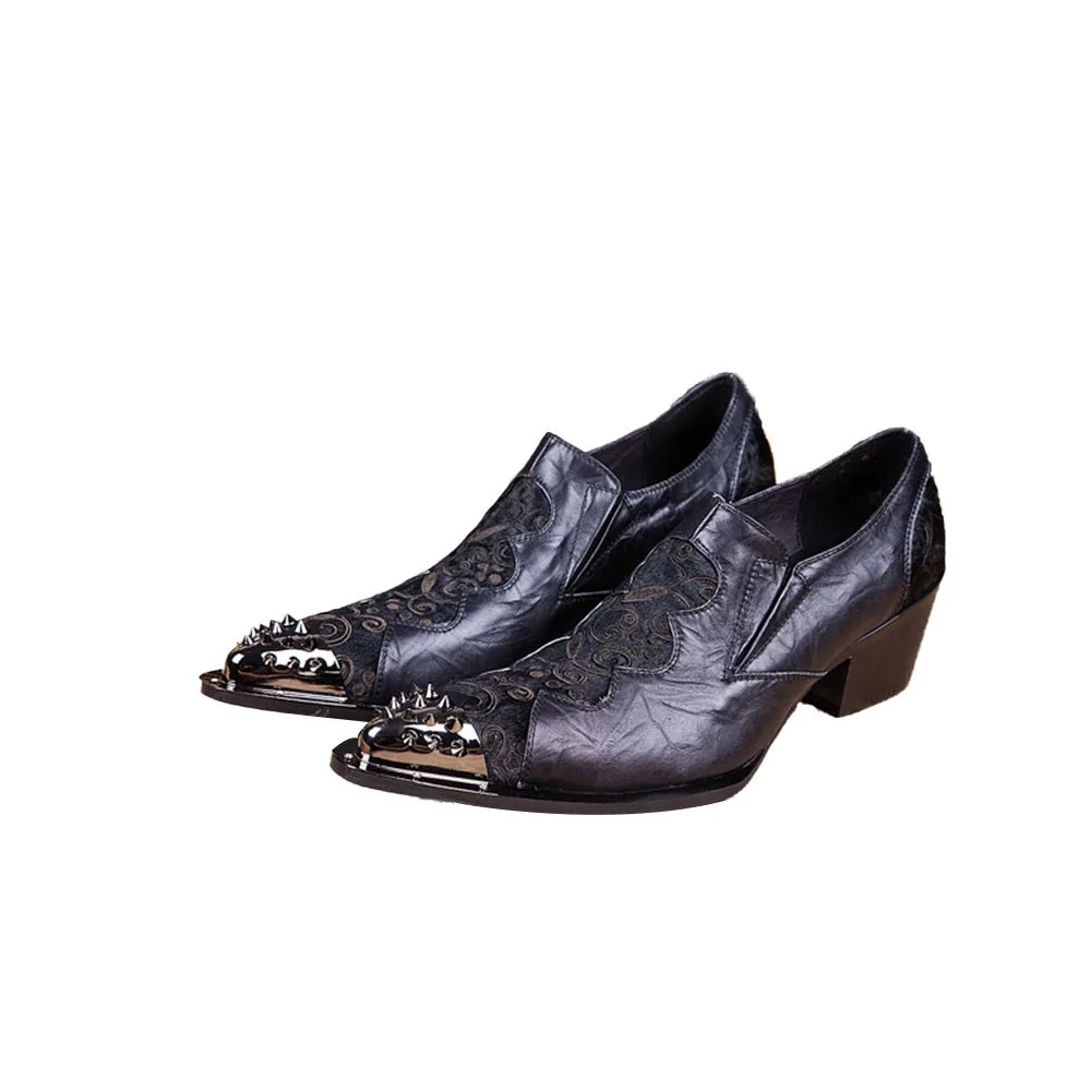 Men High Heel Steel Toe Oxford Shoes