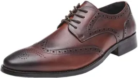 Men's British-Style Pointed Toe Breathable Hole Design Business Formal Derby Shoes Casual Breathable Comfortable Suitable for Wedding Office