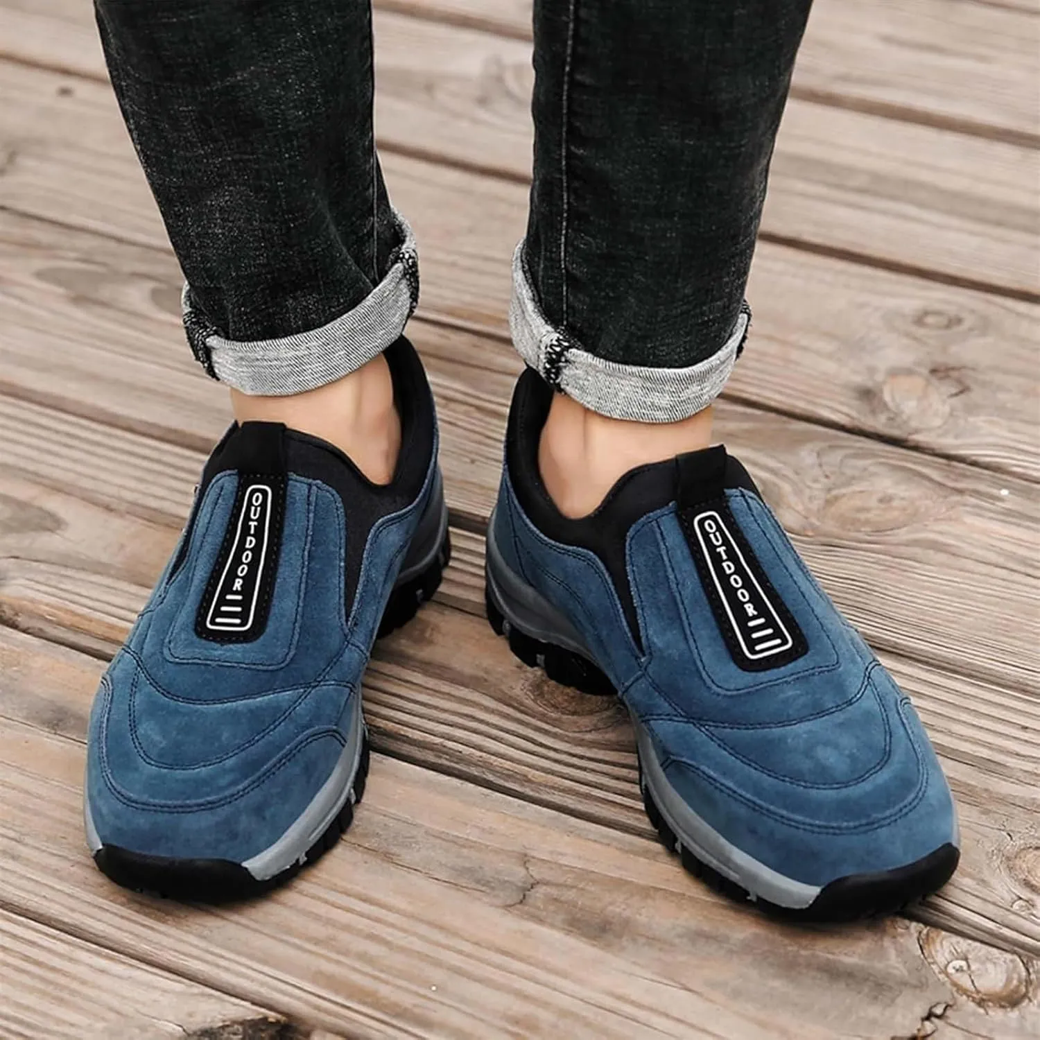 Men's Fashion Outdoor Loafers Non-Slip Wear-Resistant Waterproof Sports Shoes Round Toe Comfortable Breathable Casual Shoes