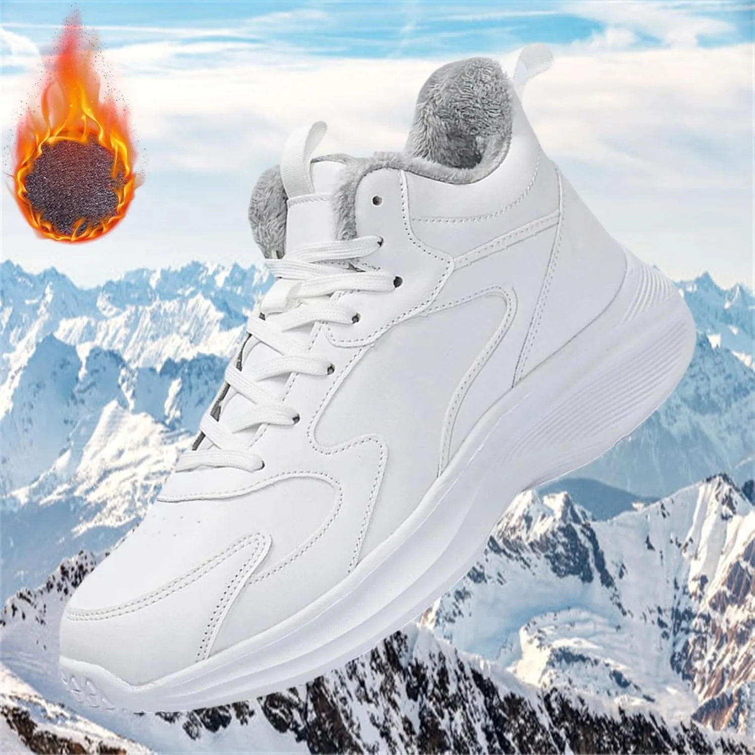 Men's Waterproof Snow Ankle Boots Winter Plush Lined Warm Anti-Slip Outdoor Ankle Boots Hiking Warm Ankle Boots