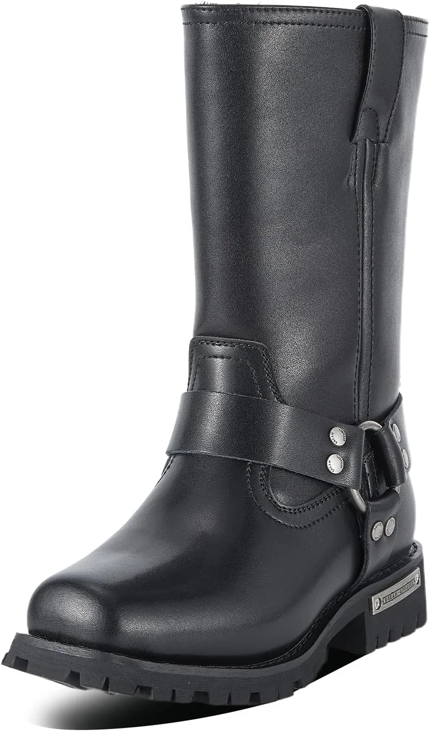 Motorcycle Boots for Women Black Mid Calf Motorcycle Riding Boots Waterproof PU Leather Boots
