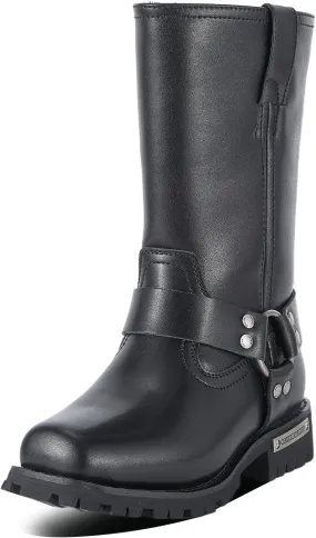 Motorcycle Boots for Women Black Mid Calf Motorcycle Riding Boots Waterproof PU Leather Boots