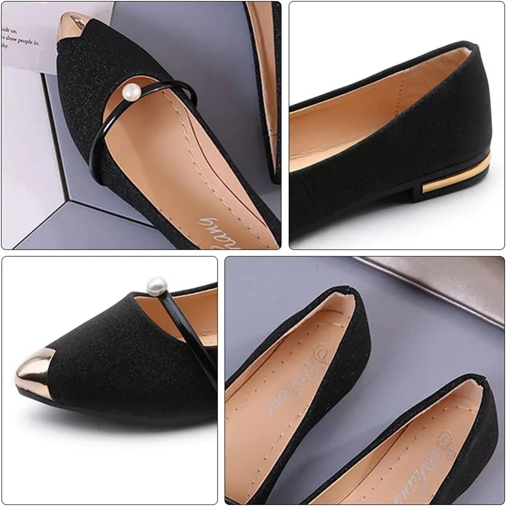 Pointed Toe Women's Flat Nude Shoes Pearl Design Comfortable Anti-Slip