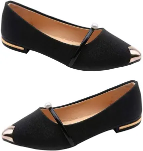 Pointed Toe Women's Flat Nude Shoes Pearl Design Comfortable Anti-Slip