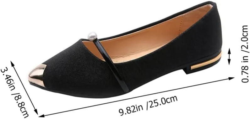 Pointed Toe Women's Flat Nude Shoes Pearl Design Comfortable Anti-Slip