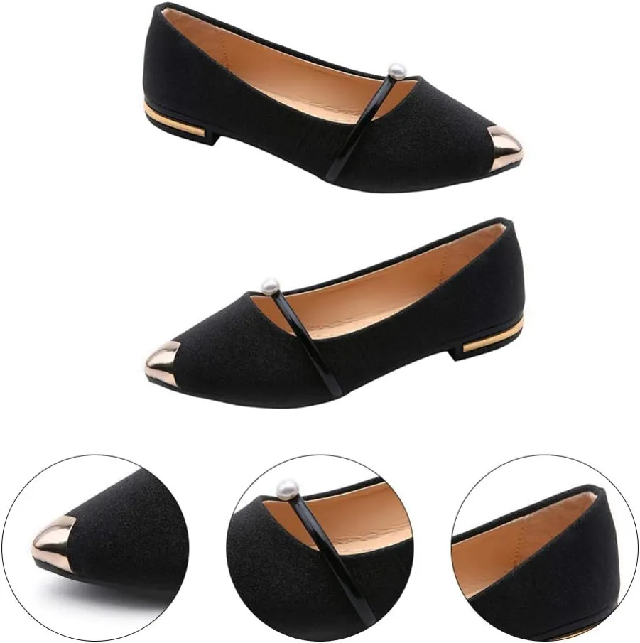 Pointed Toe Women's Flat Nude Shoes Pearl Design Comfortable Anti-Slip