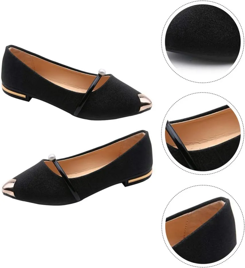Pointed Toe Women's Flat Nude Shoes Pearl Design Comfortable Anti-Slip