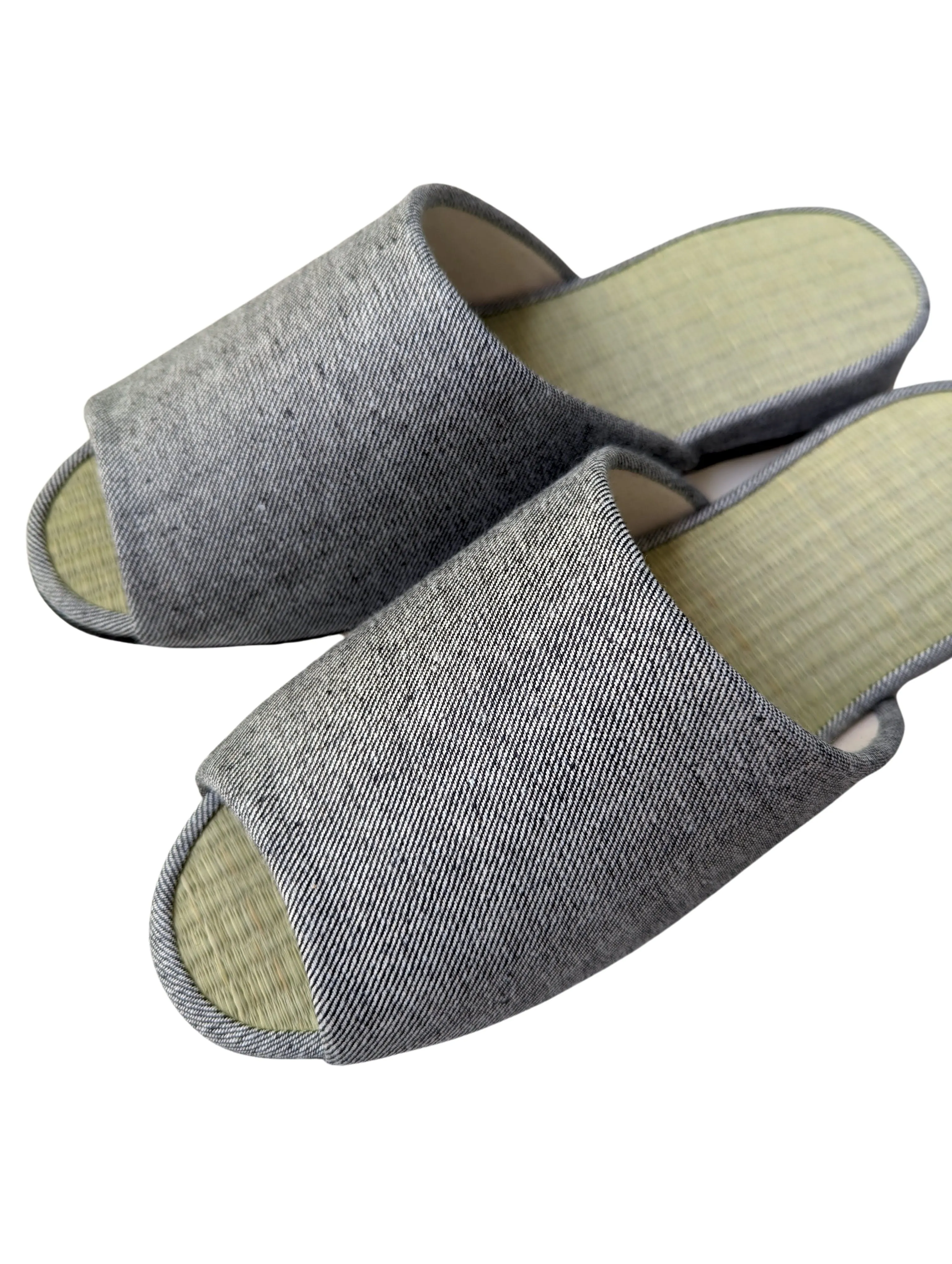 SALE Open-toe TATAMI Denim Slippers B-Type [Black Wool Felt Sole] / Simple [Denim Hiroshima]