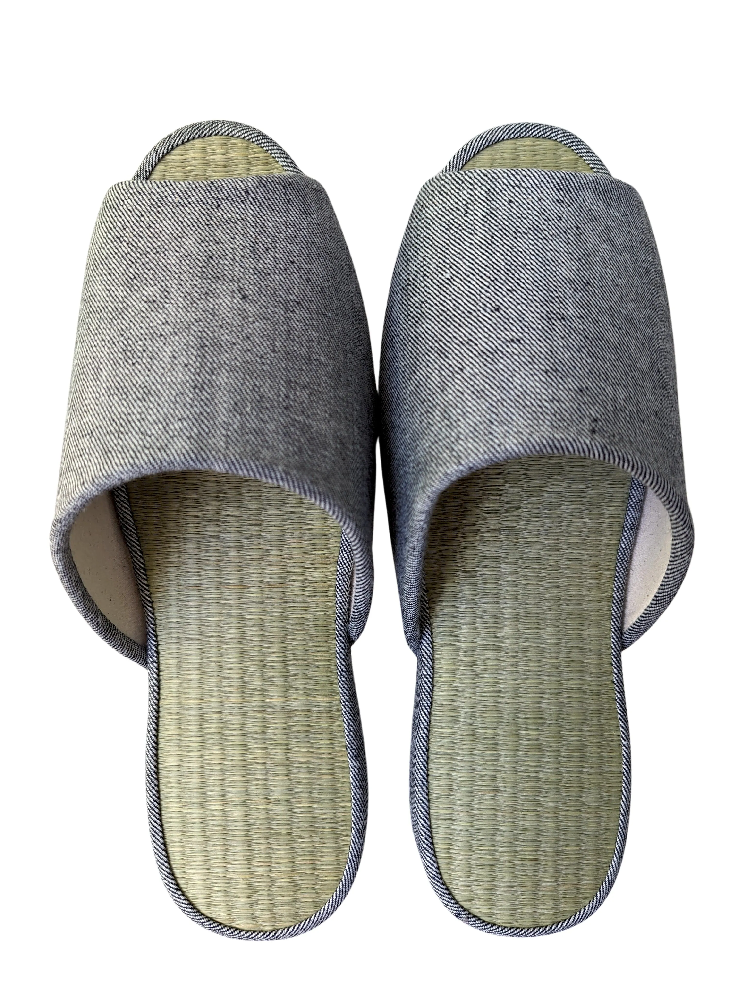 SALE Open-toe TATAMI Denim Slippers B-Type [Black Wool Felt Sole] / Simple [Denim Hiroshima]