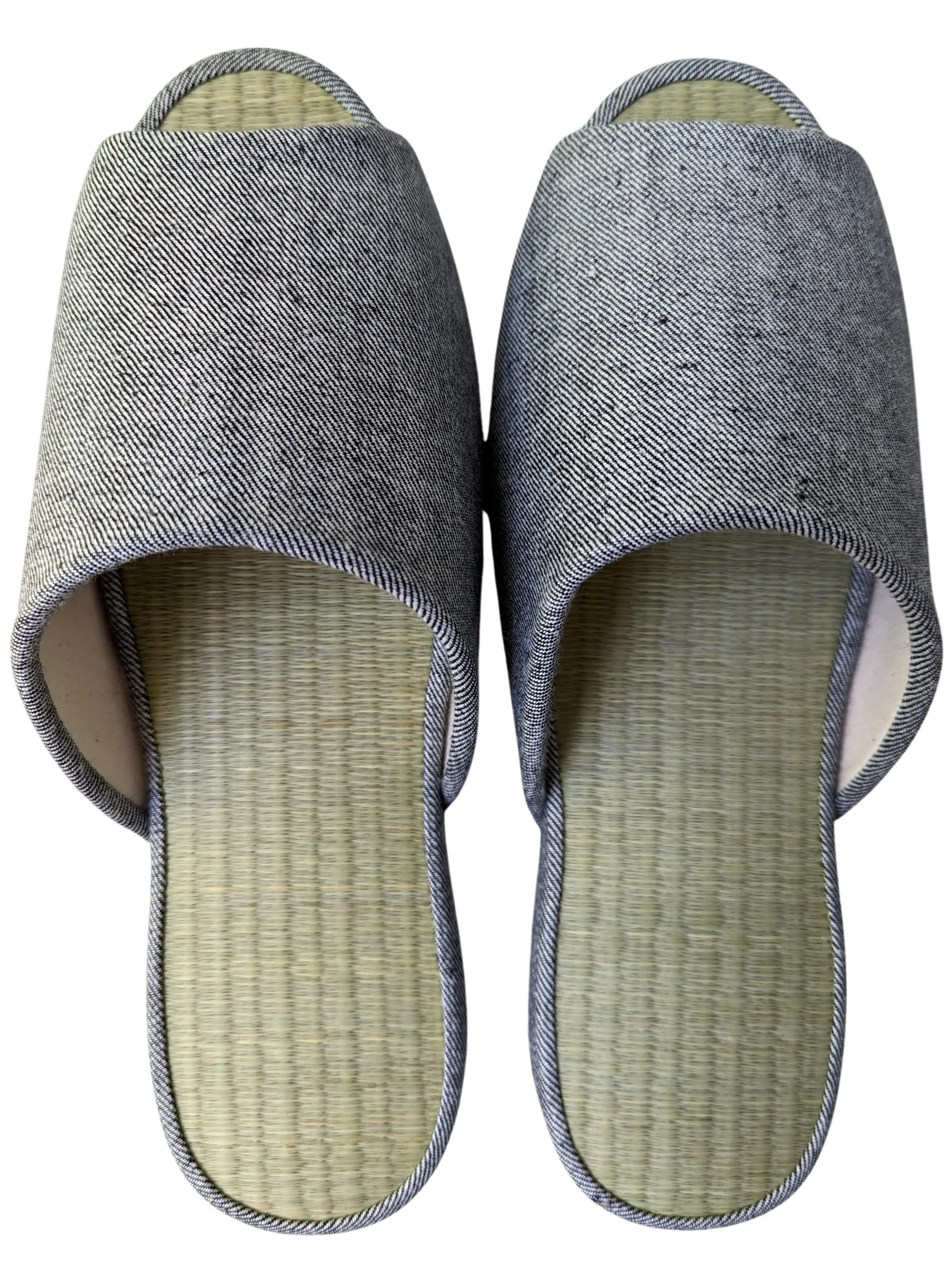 SALE Open-toe TATAMI Denim Slippers B-Type [Black Wool Felt Sole] / Simple [Denim Hiroshima]