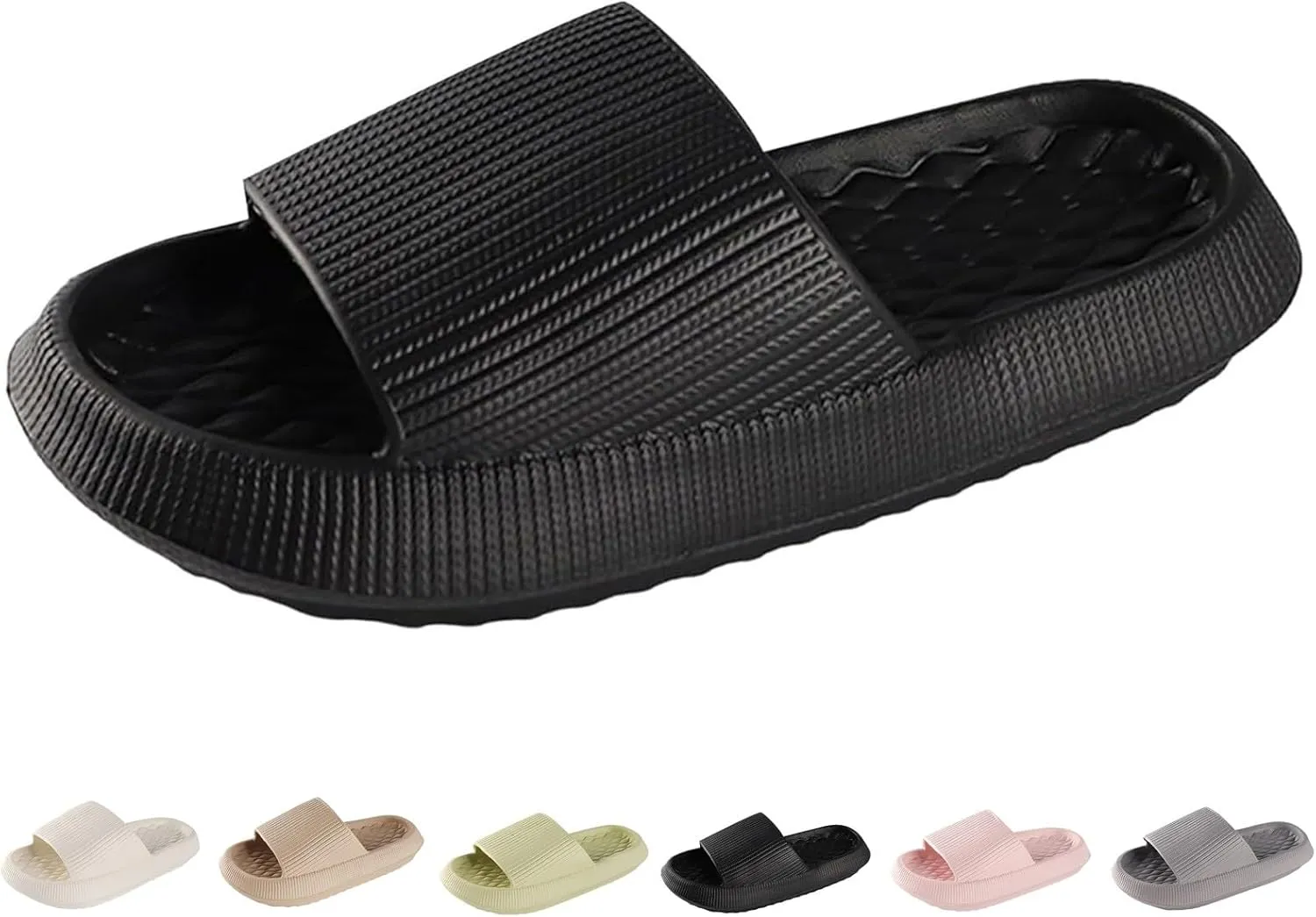 Slider Women Men Open Toe Cloud Slippers Thick Sole Sandals Ladies Swim Beach Pool Non-Slip Shoe Shower Bath Slipper
