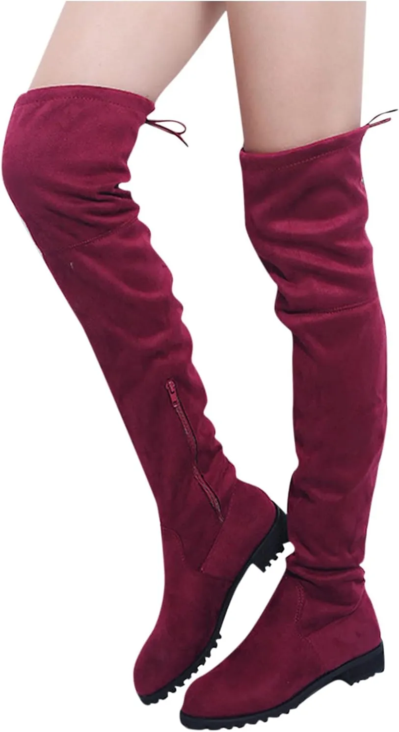 The Boots Comfort Boots Long Over Women Heels Boots Shoes Knee Winter Wide Width Knee High Boots for Women Size 9