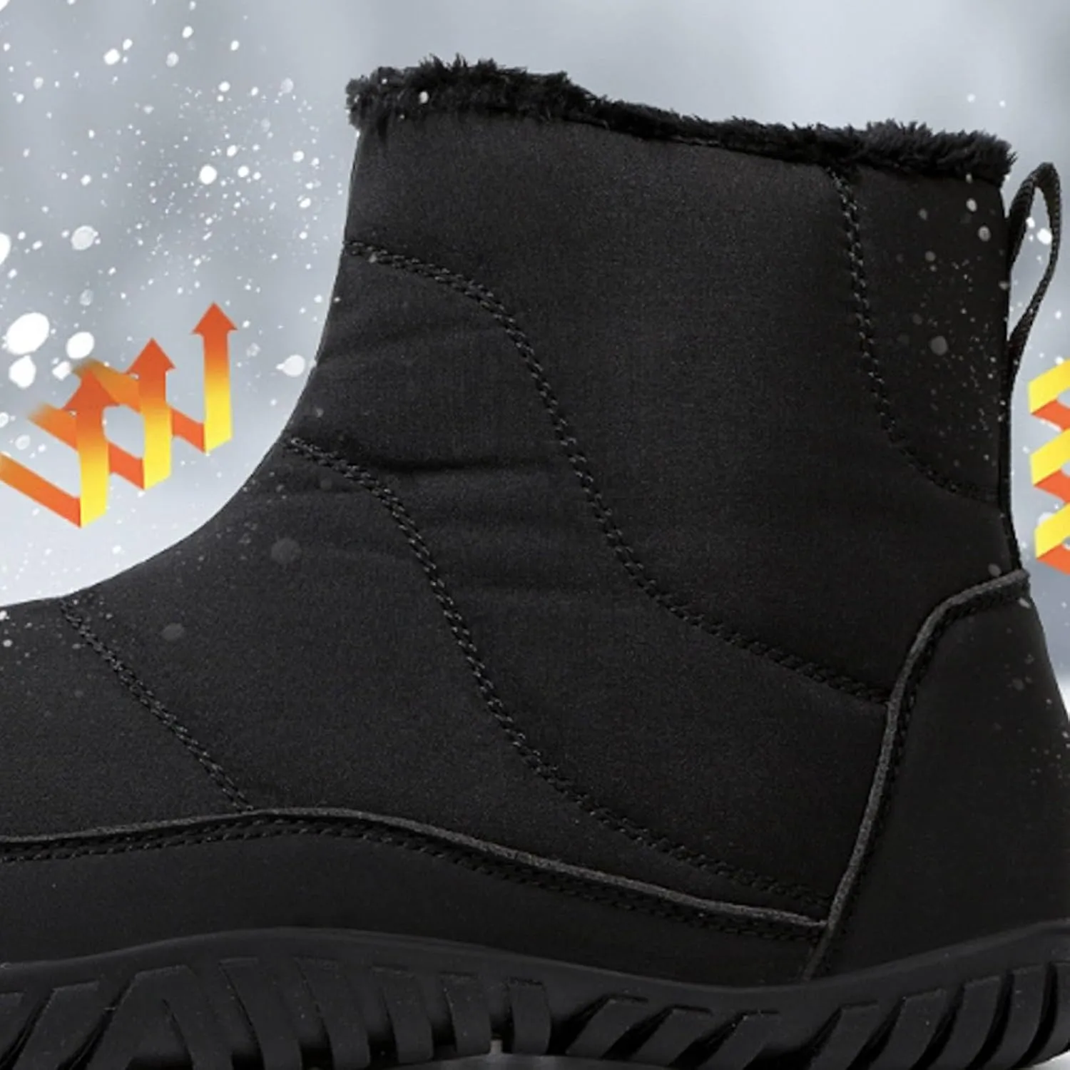 Women Winter Snow Boots Waterproof Walking Booties Zipper Fur Lined Warm Outdoor Ankle Short Boots Walking Boots