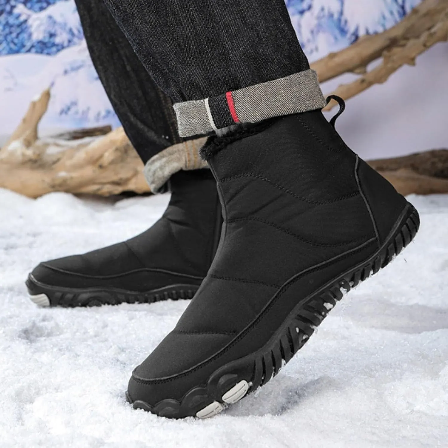 Women Winter Snow Boots Waterproof Walking Booties Zipper Fur Lined Warm Outdoor Ankle Short Boots Walking Boots