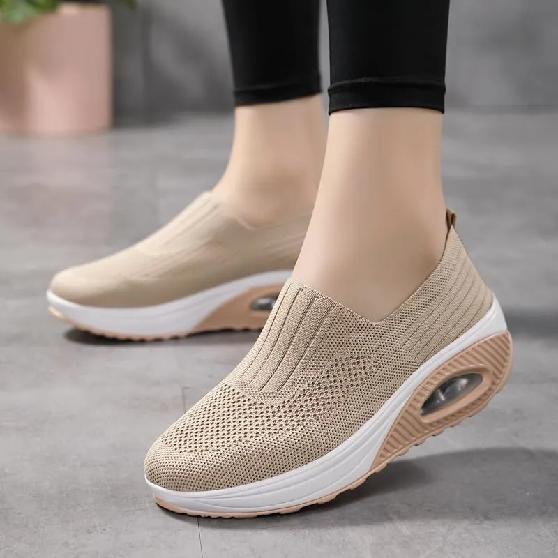 Women's and Men's Lazy Leisure Breathable Jogging Tennis Shoes Light Walking Sports Shoes Breathable Flying Woven Soft Sole one-Step
