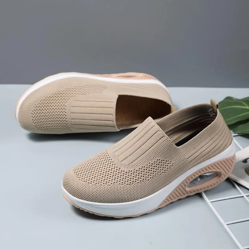 Women's and Men's Lazy Leisure Breathable Jogging Tennis Shoes Light Walking Sports Shoes Breathable Flying Woven Soft Sole one-Step