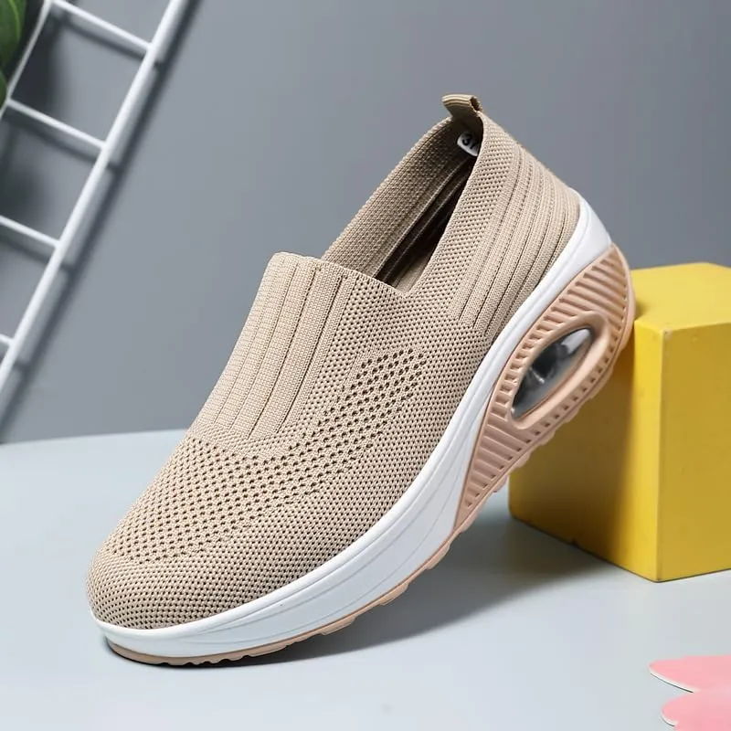 Women's and Men's Lazy Leisure Breathable Jogging Tennis Shoes Light Walking Sports Shoes Breathable Flying Woven Soft Sole one-Step