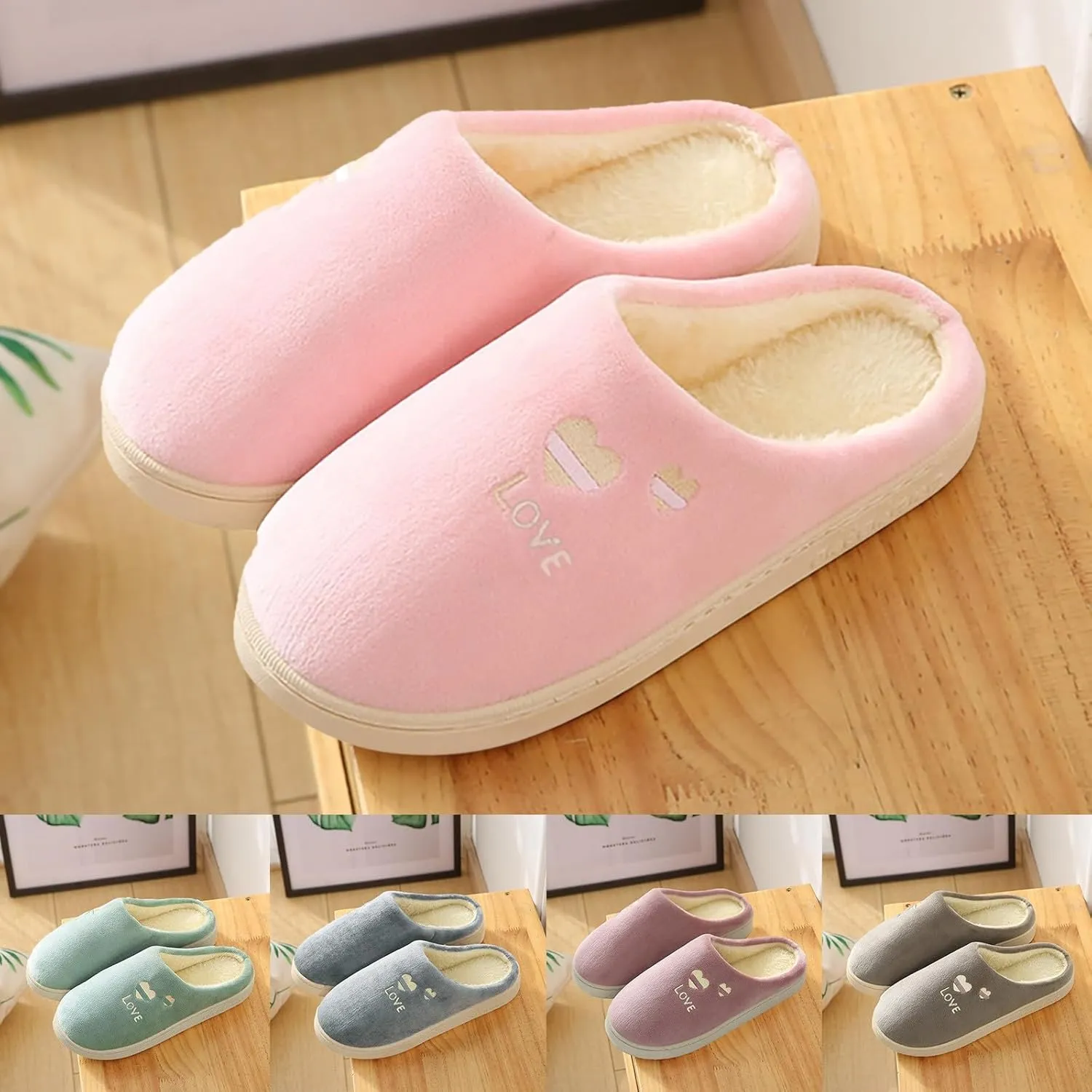 Women's Fuzzy Slippers Indoor Open Toe House Slippers Cozy Plush Bedroom Shoes Warm Cute Womens Slippers