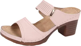 Womens Sandals Platform Chunky Heels Low Block Heeled Sandals Slip On Open Toe Walking Slippers Ladies Elegant Summer All-Match Sandal Outdoor Shoes for Women Dressy