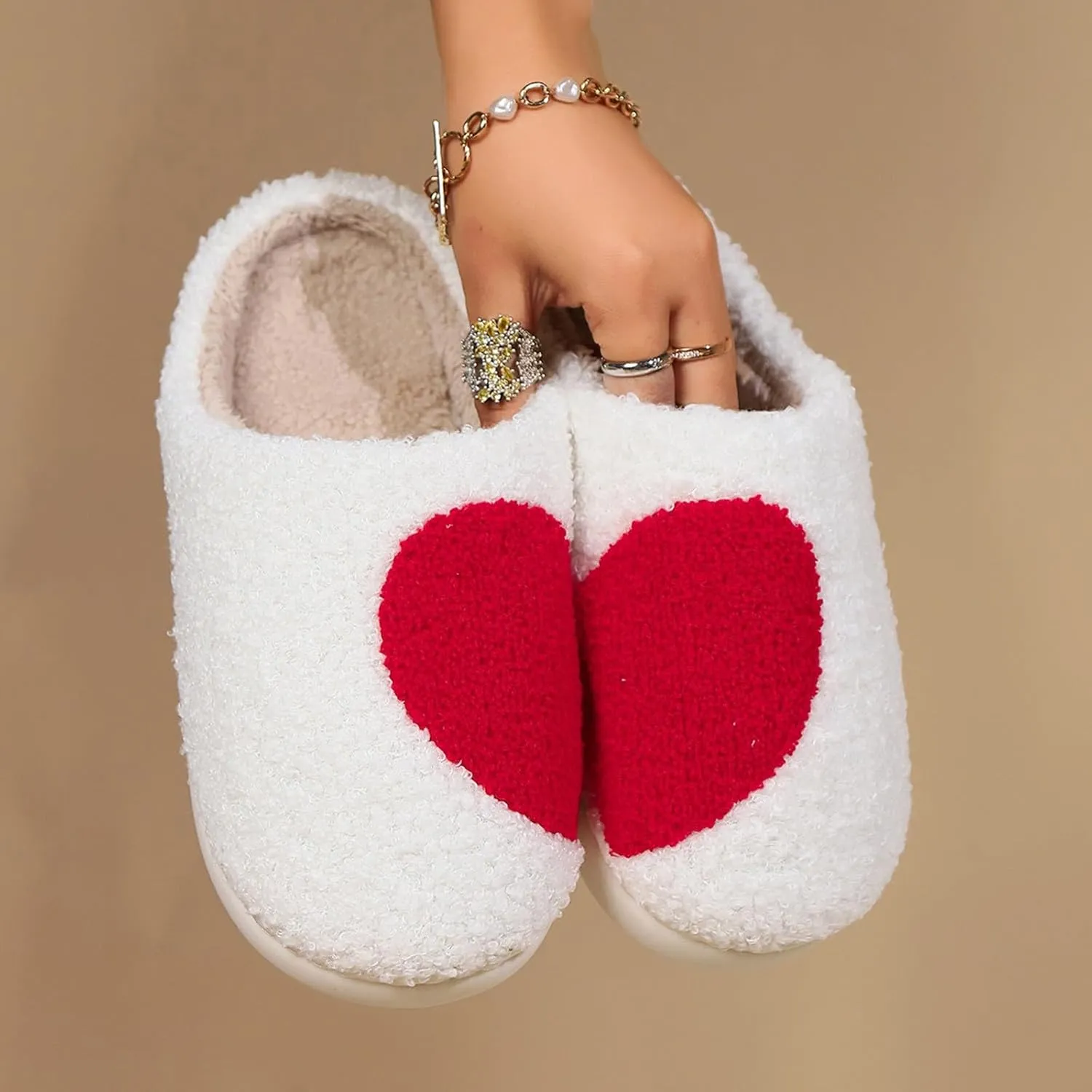 Womens Slippers Cozy Soft Warm Home Slippers 2024 Cute Rainbow House Shoes Indoor Fuzzy Bedroom Slippers