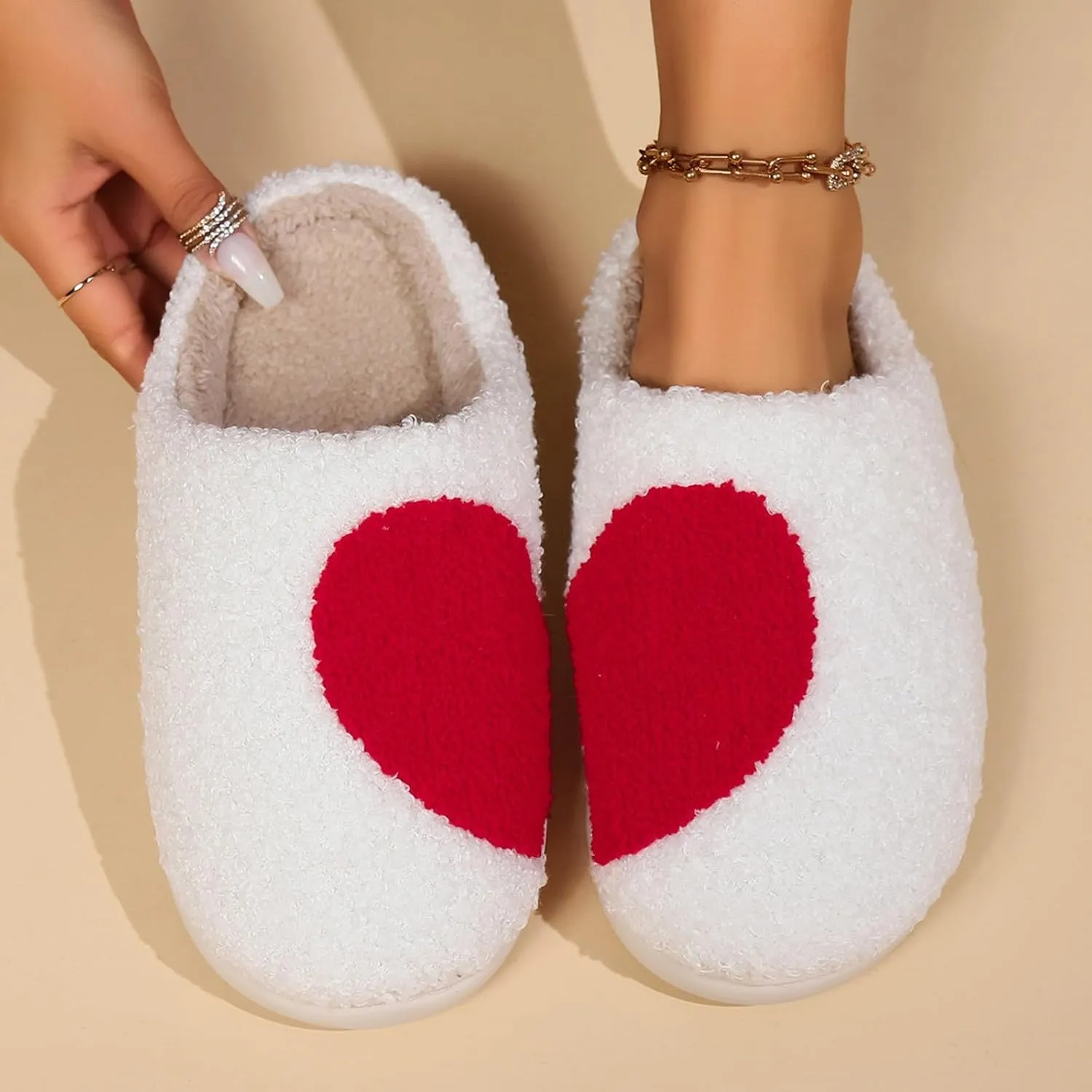 Womens Slippers Cozy Soft Warm Home Slippers 2024 Cute Rainbow House Shoes Indoor Fuzzy Bedroom Slippers