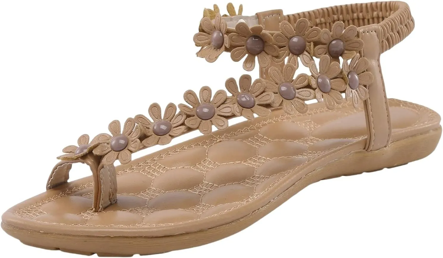 Womens Thong Sandals Bohemia Floral Flat 2025 Summer Boho Beach Shoes Comfortable Dress Ankle Elastic Bohemian Flatsshoes